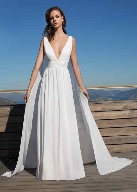 Greek Style Wedding Dress, Indian Wedding Dress Modern, Grecian Wedding Dress, Greek Wedding Dresses, Wedding Dress Silk, Dresses Pictures, Grecian Wedding, Chiffon Wedding Gowns, Wedding Dress Photos