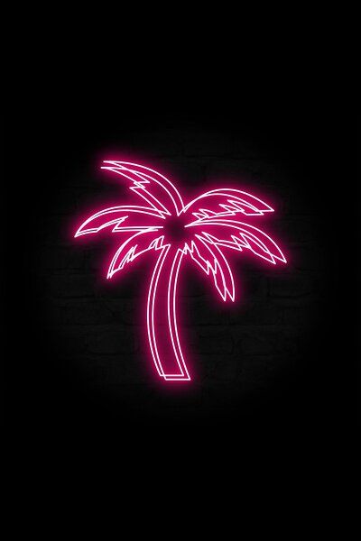 Miami Logo Design, Pink Palm Tree Aesthetic, Palm Tree Emoji, Palm Tree Outline, Neon Palm Tree, Palm Tree Logo, Pink Palm Tree, Gym Aesthetics, Tree Outline