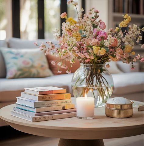 Revamp Your Coffee Table with This Complete Style Guide | Mindful Hues Decorating A Glass Coffee Table, Cute Coffee Table Decor, Eclectic Coffee Table Decor, Coffee Table Flower Arrangements, Summer Coffee Table Decor, Coffe Table Arrangment, Coffee Table Book Styling, Simple Coffee Table Decor, Spring Coffee Table Decor