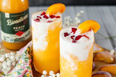 Peach Italian Soda, Peach Nectar Recipe, Italian Cream Soda Recipe, Cream Soda Recipe, Italian Cream Soda, Sweet As A Peach, Peach Nectar, Homemade Soda, Italian Cream