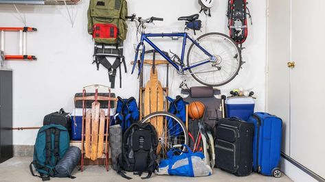 Photo: trekandshoot (Shutterstock)Gear for outdoor adventures often gets tossed in the garage or to the back of the closet when you’re done using it—and that’s where it stay, forgotten, until the next excursion. It may be many months before you discover your tent is musty or your inflatable raft has sprung a leak. It’s not uncommon for items that are showing some wear and tear to be replaced rather than repaired, but that can get expensive quickly. Here are some ways to get more miles out of you Sports Gear Organization, Sports Equipment Organization, Garage Hacks, Inflatable Rafts, Outdoor Adventure Gear, Gear Organizer, Adventure Gear, Kids Play Area, Two Car Garage