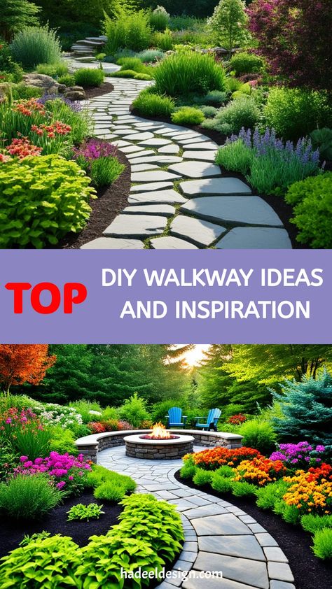 "DIY Walkway Ideas and Inspiration: Transform Your Path" provides creative solutions for designing and building your own unique walkways. From charming cobblestone paths and sleek modern pavers to rustic gravel trails and eco-friendly alternatives, this guide offers practical tips and inspiring ideas to enhance your outdoor space. Discover how to transform ordinary pathways into stylish, functional features that elevate your garden or yard. Unique Walkways, Modern Pavers, Landscape Remodel, Diy Walkway, Backyard Improvements, Stepping Stone Pathway, Walkway Ideas, Paver Stones, Outdoor Path