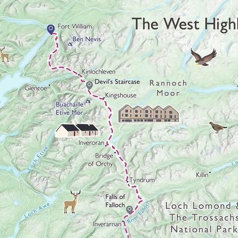 Ordnance Survey on Instagram: "A Route a Day in May - Day 11

The West Highland Way stretches 96 miles (154km) from Milngavie to Fort William, taking in a huge variety of scenery along the way. 

Today's route is 12 mile trek from Tyndrum to Inverarnan and great for anyone who wants to sample a section during one day. It takes in stunning mountain views of some of the west Highlands’ most spectacular and lofty peaks. The Falls of Falloch and Beinglas Falls are worth a look, and those with an historic passion will be able to explore the ruins of the ancient St Fillan’s chapel.

Have you completed West Highland Way or visited parts of it? Where would you recommend for 

📱 Find the route in our stories to save it in OS Maps 
🚶‍♂️ 12 miles (19km)
⏱️ approx 5.5hrs
🗺️ OL39
🥾 Technicality - M Os Maps, West Highland Way, Ben Nevis, Fort William, May Days, Loch Lomond, The Ruins, West Highlands, Isle Of Skye