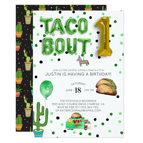 Taco Bout One First Birthday Invitation #birthdayinvitations #birthday #1stbirthdayinvitations #quinceanerainvitations #birthdayinvitationstemplate #birthdayinvitationcard #disneybirthdayinvitations #zazzle #zazzleinvitation Third Birthday Invitations, 2nd Birthday Party For Boys, Boys First Birthday Party Ideas, Boys 1st Birthday Party Ideas, Baby Boy 1st Birthday Party, Second Birthday Ideas, 1st Birthday Party Themes, 1st Birthday Themes, 2nd Birthday Party Themes