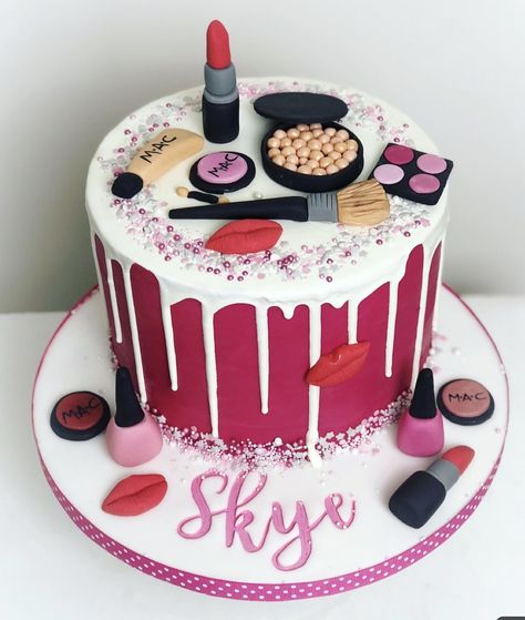 Make Up Torte, Makeup Birthday Cakes, Flori Fondant, Cake Designs For Girl, 14th Birthday Cakes, Teen Cakes, Up Cake, Birthday Cakes For Teens, Online Cake Delivery