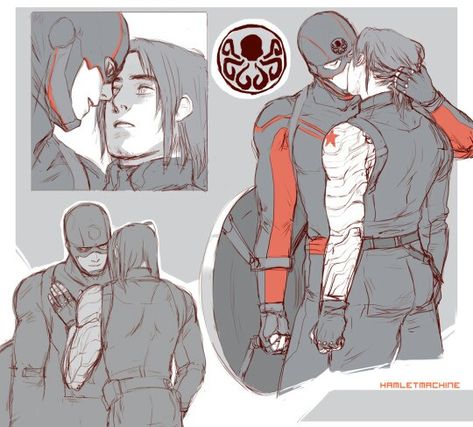 Winter:"Captain...?" Rogers:"Don't worry Winter,I will not hurt you,I just want to kiss you only." Hydra Captain America, Captain Hydra, Bucky Barnes Fanart, Stucky Fanart, Hail Hydra, Marvel Ships, Captain America And Bucky, Binary Star, Bucky And Steve