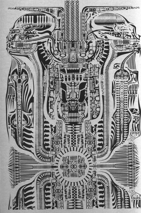 HR Giger Giger Tattoo, Hr Giger Alien, Hr Giger Art, Giger Alien, Giger Art, H.r. Giger, 70s Sci Fi Art, Architecture Tattoo, Chur