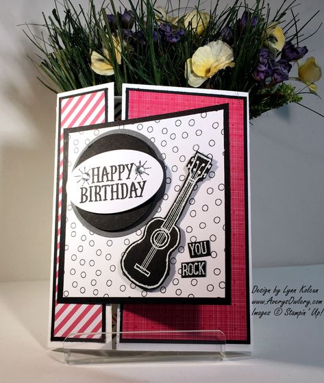 You Rock Birthday Boy - http://www.averysowlery.com/2016/03/3983/ Guitar Cards, Birthday Card Pictures, Rock Birthday, Rock And Roll Birthday, Music Cards, Masculine Birthday Cards, Birthday Cards For Boys, Boy Cards, Homemade Christmas Cards