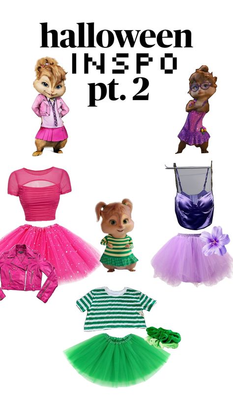 pt.2! #chipmunk #inspo Backyardigans Costume, The Chipmunks Costume, Chipmunks Costume, Cute Group Halloween Costumes, Cosplay Inspo, Alvin And The Chipmunks, Tutu Costumes, Group Halloween Costumes, Halloween Inspo