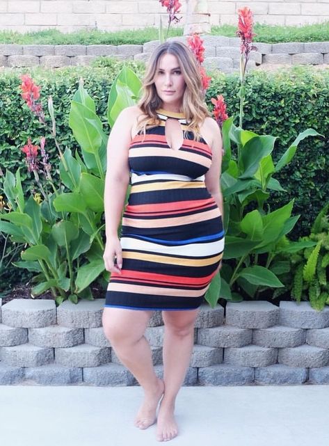 Chelsea Miller Curvy Fashion, Chelsea, Bodycon Dress, Stripes, Plus Size