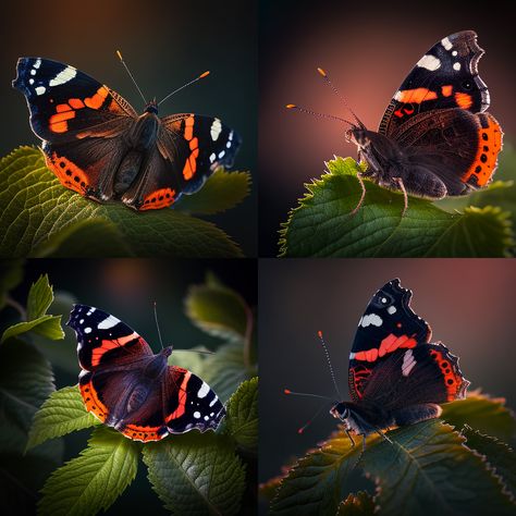 Red Admiral Butterfly on Green leaf, AI ART Red Admiral Butterfly Drawing, Red Admiral Butterfly Tattoo, British Butterflies, Red Admiral Butterfly, Admiral Butterfly, Vibe Board, Flower Ball, Owl Print, Moon Flower