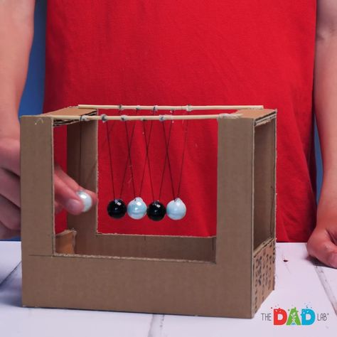 TheDadLab - How to Build a Simple Cardboard Newton’s Cradle Newton's Pendulum, Newtons Cradle, Pendulum Balls, Newton's Cradle, Balance Ball, Science Activity, Force And Motion, Forest School, New Classroom