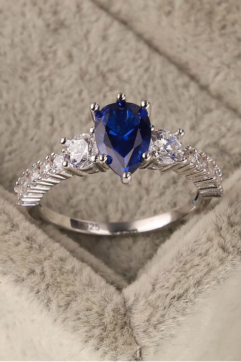 Pear Shape Ring, Pear Shaped Ring, Spinel Ring, Crystal Water, Ring Crystal, Sterling Silver Engagement Rings, Silver Engagement Rings, Blue Sapphire Rings, Fashion House