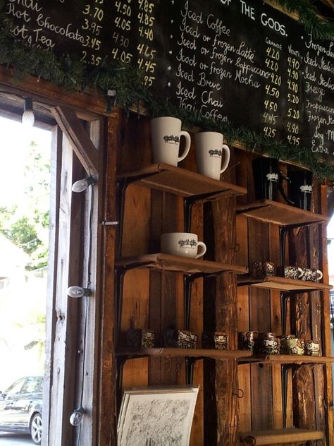 Sweet Coffee Shop in old cabin ...beautiful Rural Coffee Shop, Cabin Coffee Shop, Tavern Coffee Shop, Old Fashioned Coffee Shop, Old Coffee Shop Aesthetic, Cozy Tea Shop, Witchy Coffee Shop, Fantasy Coffee Shop, 90s Coffee Shop