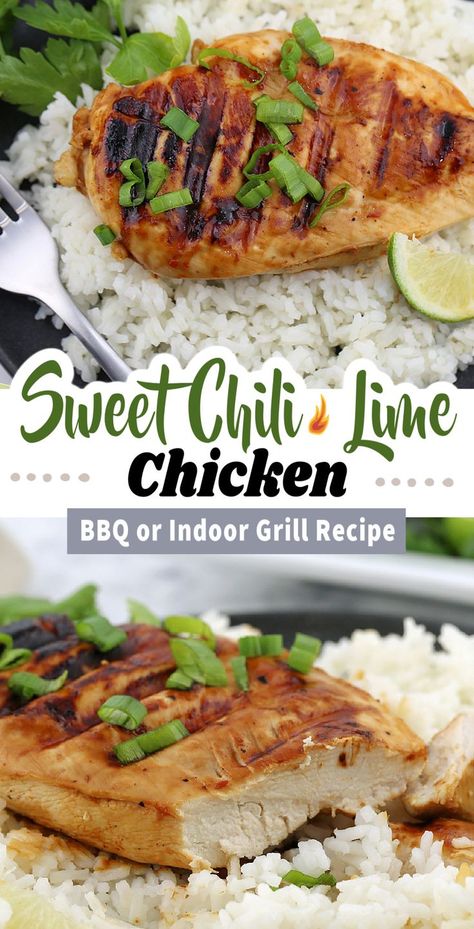 This SWEET CHILI LIME GRILLED CHICKEN recipe has the most delicious flavor, and is an easy marinated chicken recipe. Taking less than 30 minutes to grill, it will be one of the best grilled chicken recipes you'll make this summer. 3 Ingredient Marinade, Best Grilled Chicken Recipes, Easy Marinated Chicken, Lime Grilled Chicken, The Best Grilled Chicken, Best Grilled Chicken, Chili Lime Chicken, Grilled Chicken Recipe, Chili Lime