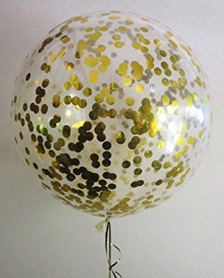 Amazon.com: Confetti Balloon Jumbo Latex Balloon Filled with Multicolor Confetti (36" Golden Spot): Health & Personal Care Clear Balloons With Confetti, Confetti Balloons Birthday, Clear Balloon, Balloon Glow, Balloon Shades, Colors Party, Disco Party Decorations, Balloons Wedding, Girls Party Decorations