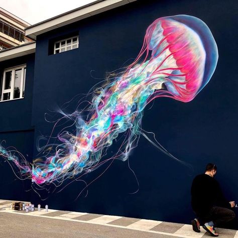 l7matrix Jellyfish Series (4 photos) Jellyfish Painting, Street Art Utopia, Jellyfish Art, Graffiti Murals, Murals Street Art, Graffiti Wall Art, Graffiti Wall, Dessin Adorable, Mural Wall Art