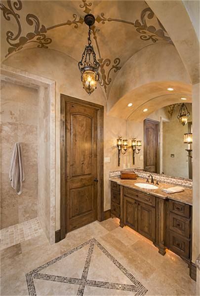 details in the ceiling ... notice the lights under the sink lighting up the floor - must have! Tuscan Design Kitchen, Rustic Italian Home, Tuscan Bathroom, Tuscany Decor, Kalay, Tuscan Design, Tuscan Kitchen, Rustic Italian, Mediterranean Home Decor