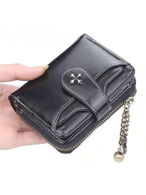 Women's Short European And American Fashion Buckle Wallet Zipper Change Black Casual,Elegant    Plaid,Textured Pattern    Wallets & Cardholders, size features are:Bust: ,Length: ,Sleeve Length: Wallet Pattern, American Fashion, Black Casual, Sports Equipment, Textures Patterns, American Style, Luggage Bags, All Fashion, Wallets