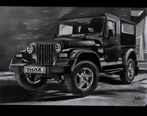 Thar Jeep Drawing Sketch, Thar Jeep Drawing, Thar Jeep, Jeep Drawing, Abstract Pencil Drawings, Drawing Sketch, Drawing Reference, Drawing Sketches, Pencil Drawings