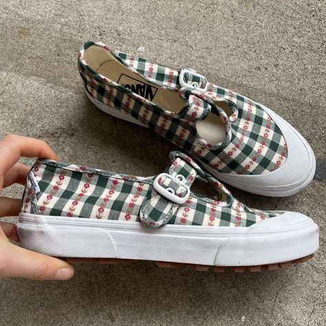 Vans green gingham and flowers rare Mary Janes... - Depop Vans Mary Janes Outfit, Vans Mary Janes, Little Top Big Pants, Mary Janes Outfit, Vans Green, Vans Outfit, Green Gingham, Flowers Spring, Mary Jane Shoes