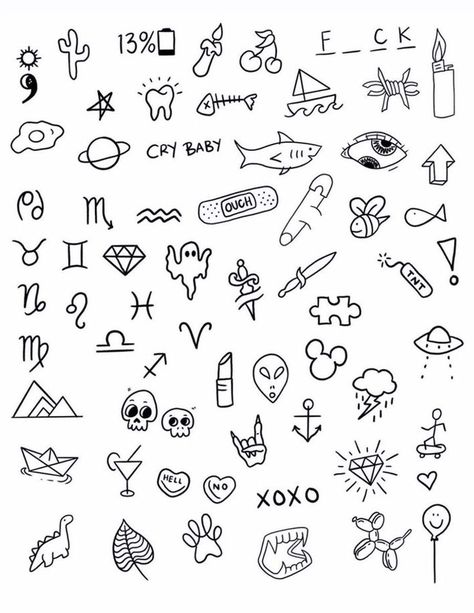 Tiny Tattoos Easy, Really Simple Tattoos, Small Designs To Draw, Small Easy Tattoos, Sketch Mini, Tattoo Collage, Easy Tattoos To Draw, Stick Poke Tattoo, Cute Simple Tattoos