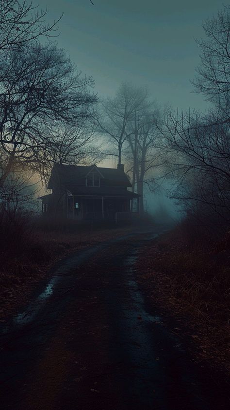 Creepy Woods, Dystopian Art, Eerie Places, Scary Backgrounds, Apocalypse Aesthetic, Cabin Aesthetic, Halloween Decor Ideas, Creepy Houses, Dark Castle