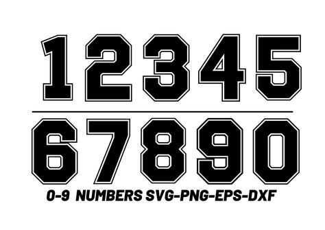 Football Number Font, Football Numbers Svg, Varsity Number Tattoo, Varsity Numbers Font, Digital Numbers Font, Football Numbers Font, Font Angka Aesthetic, Aesthetic Numbers Fonts, Number Fonts Design