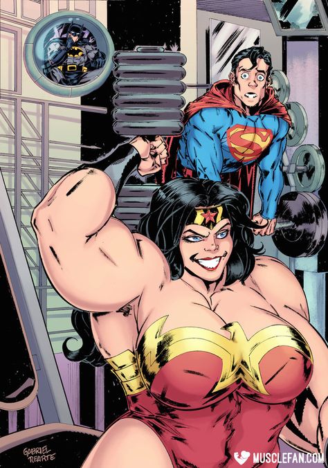 Weightlifting Wonder Woman by muscle-fan-comics Wonder Woman Muscles, Female Muscle Comics, Muscle Female, How To Grow Muscle, Pumping Iron, Women's Muscle, Lifting Weights, Fan Comic, Anything Is Possible