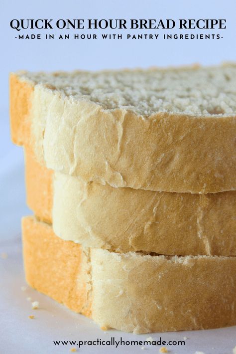 One Hour Bread Recipe, Hour Bread Recipe, Quick Sandwich Bread, One Hour Bread, Practically Homemade, Homemade Sandwich Bread, Homemade Sandwich, Sandwich Bread Recipes, Yeast Bread Recipes