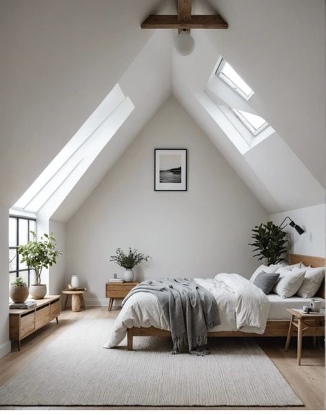 Simple Attic Bedroom Ideas, Big Attic Bedroom Ideas, Loft Bedroom Ideas For Adults, Room With Sloped Ceiling, Loft Bedroom Furniture, Sloped Ceiling Bedroom Ideas, Bedroom Sloped Ceiling, Bedroom Attic Ideas, Skylight Bedroom