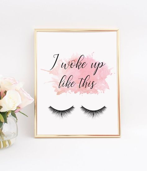 I Woke Up Like This Lashes print Girls Room Decor Eyelashes | Etsy Eyelash Decor, Lash Room Decor, Playroom Posters, Girls Playroom, Pink Bedroom Decor, Beauty Room Decor, Wall Bedroom, Cute Paintings, Pink Wall