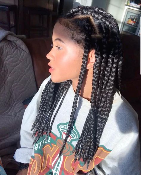 Short Box Braids, Jumbo Box Braids, Long Box Braids, Afro Textured Hair, Box Braids Styling, Girls Hairstyles Braids, Girls Braids, Braided Hairstyles For Black Women, African Braids Hairstyles