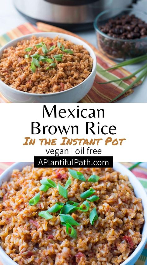 Spanish Brown Rice Recipes Instant Pot, Instant Pot Spanish Brown Rice, Marys Mini Rice Recipes, Brown Rice Instant Pot, Enchiladas Burritos, Instant Pot Mexican Rice, Mexican Brown Rice, Rice In The Instant Pot, Instant Pot Mexican