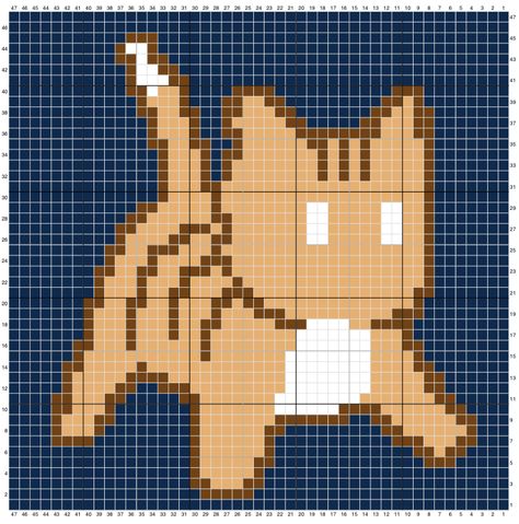 Orange Cat Crochet Pattern, Cat Pixel Art Grid, Orange Cat Crochet, Acnh Flags, Jumping Cat, Cat Crochet Pattern, Cat Crochet, Pixel Art Grid, Graph Design