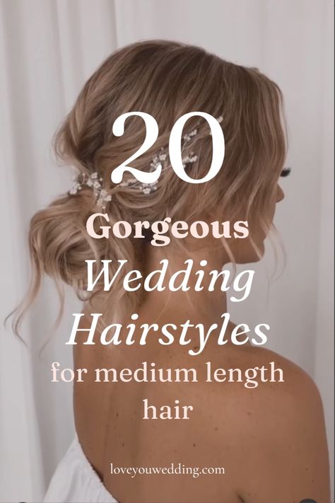 Bridesmaid Down Hairstyles Medium Length, Bridal Shoulder Length Hair, Wedding Hair Style Half Up Half Down Medium Length, Bridal Hair Mid Length, Bridal Hair Shoulder Length, Shoulder Length Bridal Hair, Bridal Hair Medium Length, Brides Hairstyles Medium Length, Bridal Hair Half Up Medium