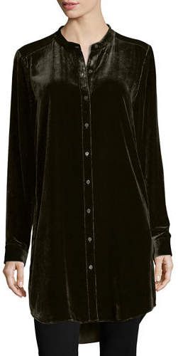 Eileen Fisher Long Washable Velvet Tunic Top Velvet Tunic, Fashion For Petite Women, Velvet Shirt, Top Plus Size, Petite Fashion, Modest Dresses, Eileen Fisher, Top Designers, Tunic Top