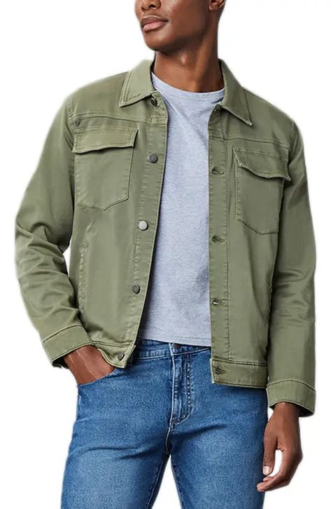 Green Jacket Men, Green Jean Jacket, Denim Trucker Jacket, Denim Jacket Men, Men's Coats & Jackets, Trucker Jacket, Premium Denim, Green Jacket, Mens Coats