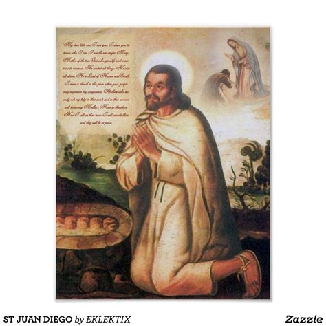 ST JUAN DIEGO POSTER St Juan Diego, Andrew The Apostle, San Juan Pablo Ii, Marian Apparition, Juan Diego, Religious Paintings, Indigenous Americans, Sacred Art, Catholic Faith