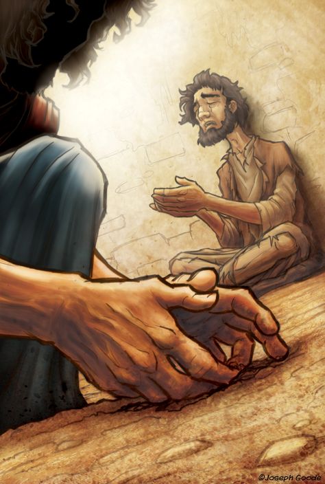 ArtStation - Jesus Heals the Blind Man, Joseph Goode Blind Art, Christian Cartoons, Jesus Heals, Bible Illustrations, Ayat Alkitab, Saint Esprit, Christian Pictures, Jesus Christ Images, Biblical Art