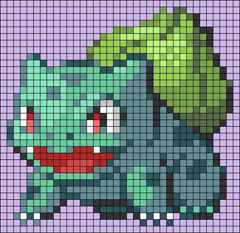 Alpha pattern #122875 | BraceletBook Pokemon Alpha Pattern, Grids Crochet, Bulbasaur Cross Stitch, Pokemon Alpha, Bulbasaur Pokemon, Pixel Pokemon, Bracelet Stuff, Grid Patterns, Beads Patterns