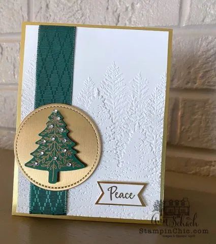 Plaid Christmas Card, Sample Christmas Cards, Stampin Up Weihnachten, Stamped Christmas Cards, Simple Christmas Cards, Evergreen Forest, Homemade Christmas Cards, Stampin Up Christmas Cards, Christmas Card Crafts