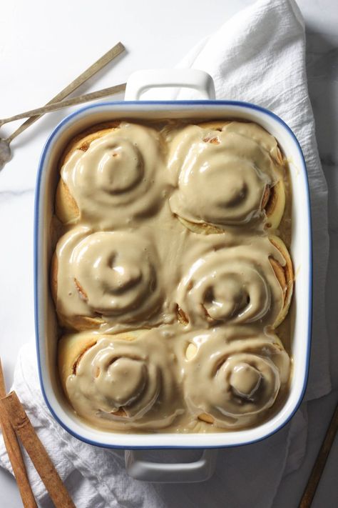 Small-Batch Maple Cinnamon Rolls | Dough-Eyed Maple Cinnamon Rolls, Cinnamon Roll Frosting, Cozy Recipes, Denver Food, High Altitude Baking, Maple Frosting, Small Batch Baking, Pumpkin Cinnamon Rolls, Roll Recipes