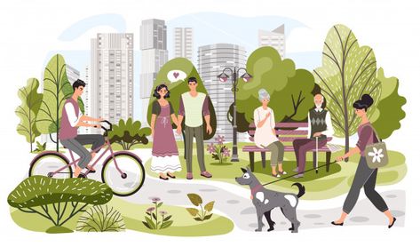 People in city park, weekend leisure in ... | Premium Vector #Freepik #vector #nature People In Park, People In City, Illustration City, Gratitude Tree, Landscape Architecture Diagram, Person Silhouette, Conceptual Sketches, Sport Activities, Holiday Club