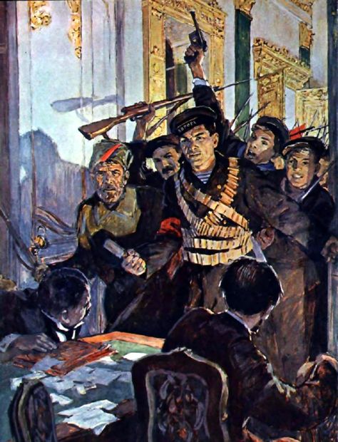 Arrest of the Provisional Government by the Bolsheviks during the Storming of the Winter Palace, October Revolution Bolshevik Revolution, Revolution Art, Communist Propaganda, Russian Revolution, Propaganda Art, Socialist Realism, Military Artwork, Russian Painting, Russian Culture