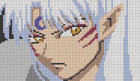 Alpha pattern #48129 | BraceletBook Inuyasha Alpha Pattern, Crochet Grid Patterns Anime, Anime Grid Pattern, Anime Alpha Pattern, Anime Cross Stitch Patterns, Pokemon Cross Stitch Patterns, Show Character, Crochet Grid, Grid Patterns