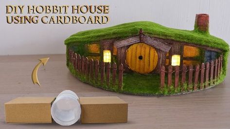 Diy Hobbit Hole Miniature, Hobbit Fairy House, The Hobbit Project Ideas, How To Make A Hobbit House, The Hobbit Diy Crafts, Hobbit Project Ideas, Hobbit House Diy Miniature, Hobbit Crafts For Kids, Mini Hobbit House