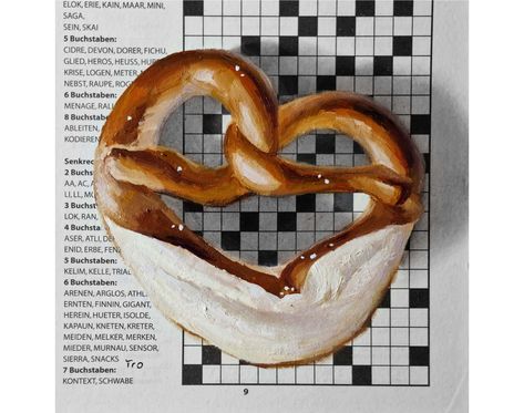 Art On Newspaper, Bread Painting, Painting On Newspaper, Art Bread, Bread Gift, Bread Gifts, Painting Food, Newspaper Art, Art Deco Art