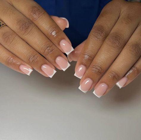 Black Women Nails Design, French Tip Regular Nails, Sharp Square French Tips, Naglar French Tip, Short White French Tip Nails, Bridal Nails French, Short French Tip Nails, Elegant Touch Nails, Sharp Nails