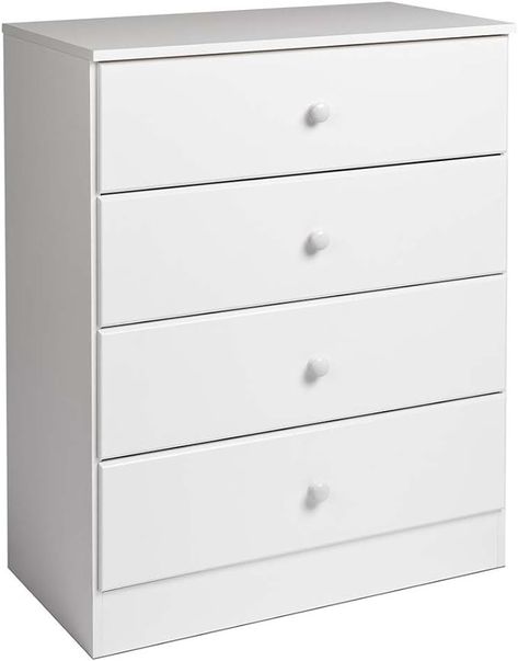 Amazon.com: Prepac Astrid Simplistic 4-Drawer Dresser for Bedroom, Functional Bedroom Dresser Chest of Drawers 16" D x 30" W x 36.25" H, White, WDBR-0401-1 : Home & Kitchen Bedroom Functional, Functional Bedroom, Furniture Dressing Table, White Chest Of Drawers, Dresser White, Kids Outdoor Furniture, Dresser For Bedroom, Cleaning Curtains, Dresser Chest